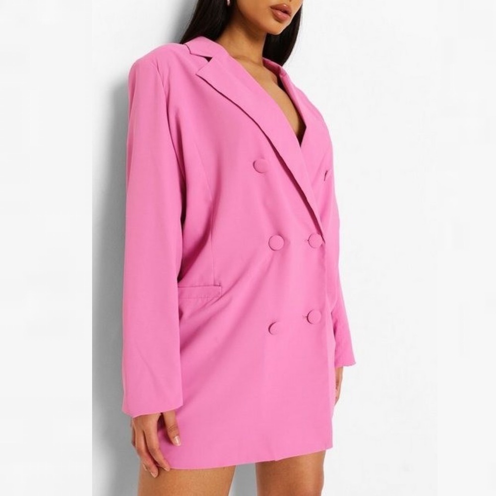 Boohoo Pink Oversized Tailored Blazer Dress Sz8